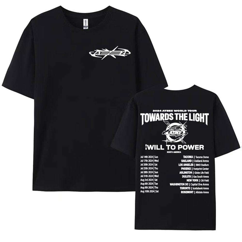 2025 Ateez World Tour Towards The Light Will To Power T Shirt Men Women Korean Fashion High Quality Casual 100 Cotton Tshirts