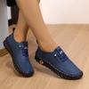 35-45,Soft-soled Shoes Women's Large Size Hand-stitched Lace-up Outside Casual Shoes, Ladies Imitation Leather Shoes
