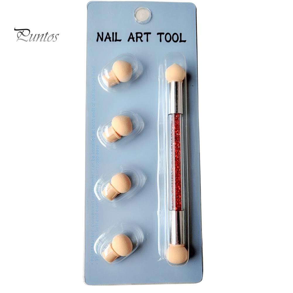 Puntos Nail Art Портативная моющаяся губка с двойной головкой, ручка для рисования, инструмент для нанесения точек