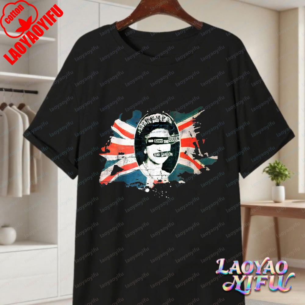 Punk Queen Cotton Tee Vintage Classic God Save The Queen Union Jack Graphic TShirt Trend Gothic Rock Tops Women Unisexs Clothing