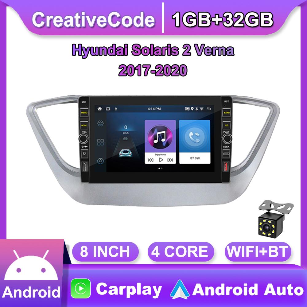 8-дюймовый Wi-Fi 2Din Android автомобильный радиоприемник мультимедийный видеоплеер для Hyundai Solaris 2 Verna 2017-2020 с кнопкой Carplay GPS 2 + 32 ГБ