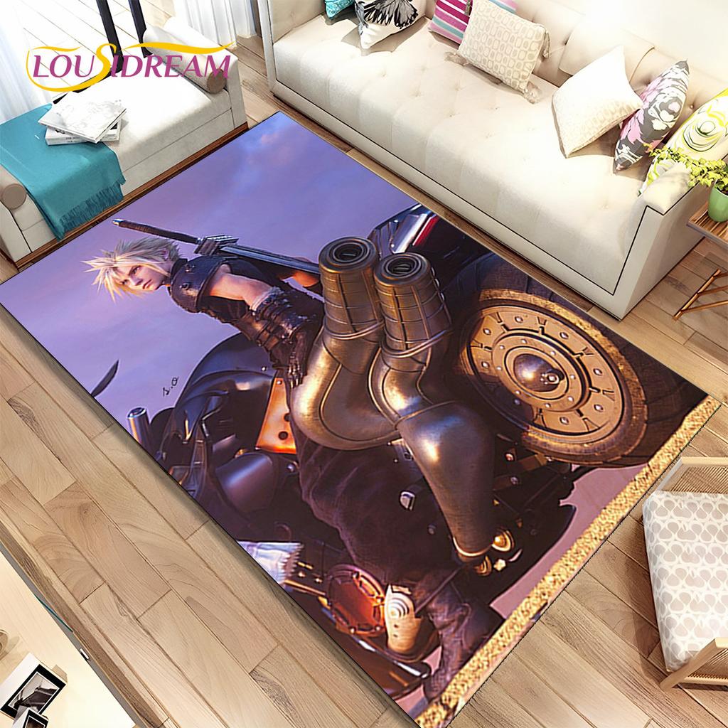 Final Fantasy Series Games Area Rug,Carpet Rug for Home Living Room Children's Bedroom Sofa Doormat Decor,Non-slip Floor Mat 3D