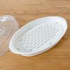 Steamed Fish Plate with Transparent Cover Microwaveable Fish Steamer Pan Cooking Dish for Home Kitchen