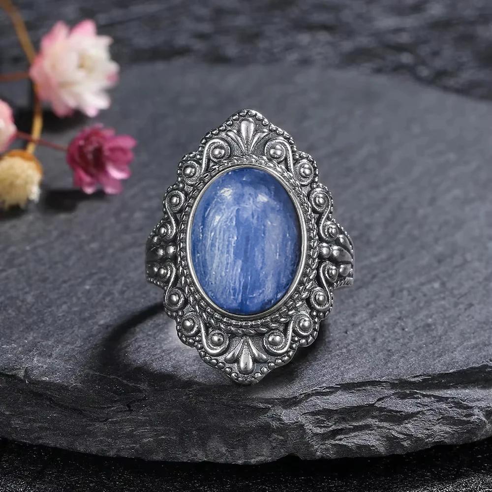 Винтажное Серебряное Кольцо Овальное Натуральный Лабрадорит Кольца На Палец Ретро Черный Оникс Тонкие Ювелирные Изделия Вечеринка Для Женщин Мужчин