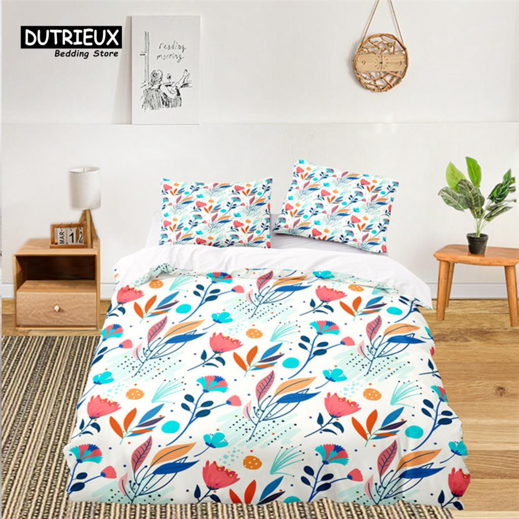 Мягкий цветочный комплект постельного белья для детей, девочек, взрослых, листьев, цветов, веток, пододеяльник, наволочки, декор для спальни