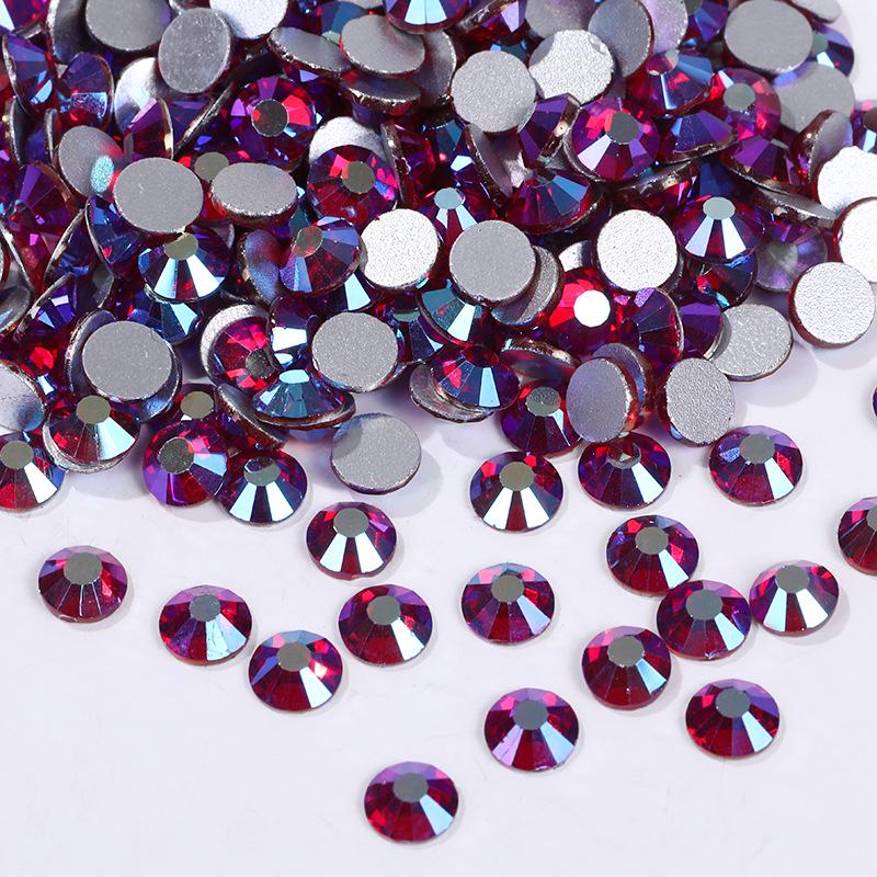 Цветной АБ Хрусталь Плоское Дно Сверло Круглое Сверло для Ногтей Сделай Сам Красочные Украшения для Ногтей