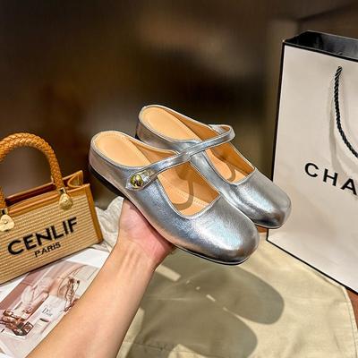 Маленькая внутренняя высота, увеличение, балетки с мелким вырезом, ремешок с пряжкой на одно слово, квадратный носок, полушлепанцы, женская летняя обувь, высокие