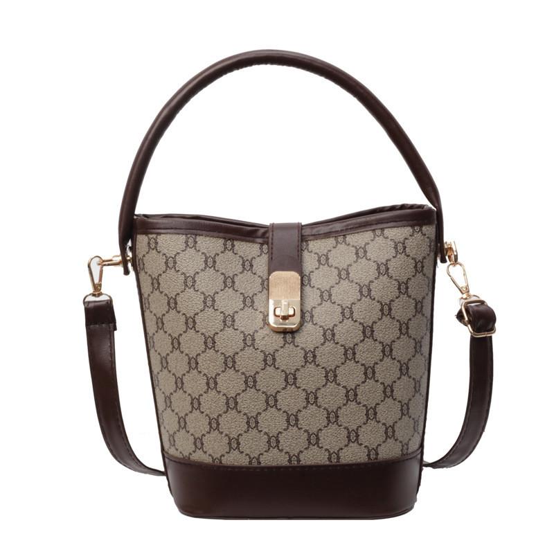 Trendy Women's Bucket Bag Stylish Retro Crossbody Satchel For Daily Use In Black Beige Coffee Khaki