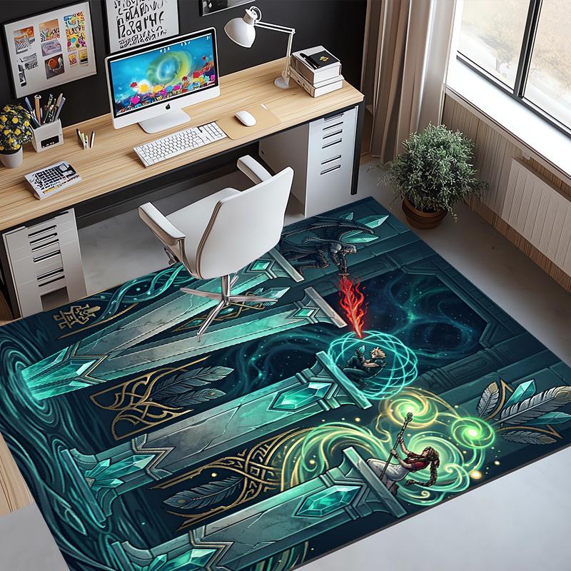 Final Fantasy Pattern Rug, Indoor/Outdoor Mat, for Picnic, Gameroom, Bedroom, Office, Living Room, Home Decor Carpet, Birthday Gift