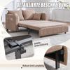 Multifunctional Fabric Sofa, Pull-Out Folding Sofa, with Storage Pockets on the Armrests, with USB Charging Function and Cup Holders (khaki, Chenille)