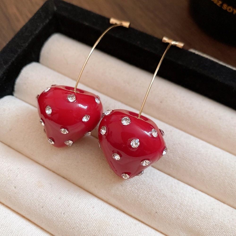 Fashion Jewelry Chinese New Year Earrings Rhinestone Red Drop Earrings  Women New Year Gift