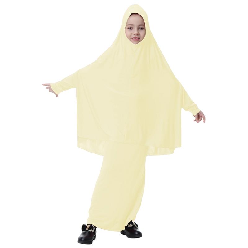 Мусульманское платье для девочек, комплект юбки из молочного шелка с крыльями летучей мыши