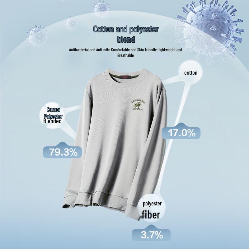 Septwolves Men's Crew Neck Sweatshirt with 5A Antibacterial & 2A Anti-mite
