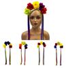 Cute Rainbow Rose Hair Hoop Artificial Flowers Festive Party Hair Accessory  Birthday