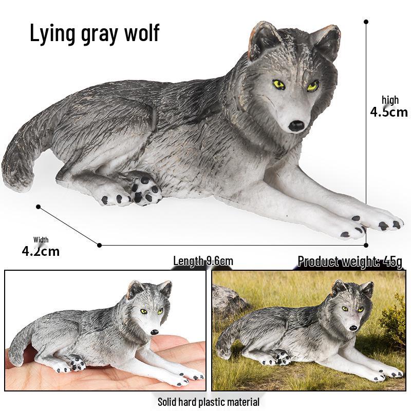 Children's Wild Animal Forest Wolf Toy - Lying Wolf Figurine for Car Decoration
