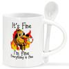 It's Fine I'm Fine Everything Is Fine 11OZ Coffee Cup with Spoon,Funny Gifts For Women,Gift For Animal Lover On Holiday