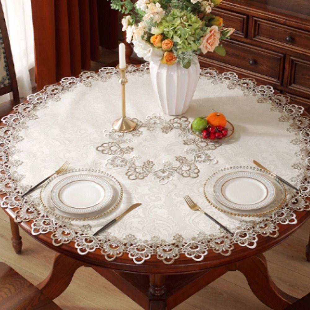 Lace Trim Banquet Decoration Wedding Table Runner Tablecloth Embroidered Tablecloth Table Cover