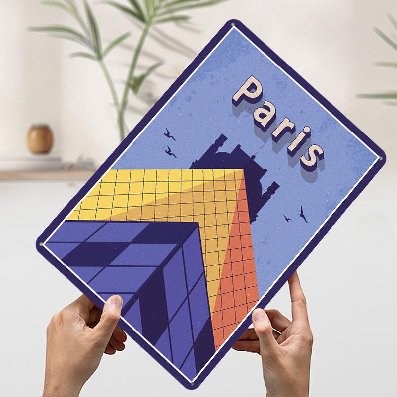 Travel to Paris Metal Poster Custom Wall Art Retro Vintage Tinplate Signs for Man Cave Gaming Room Decoration Cozy Office Decor