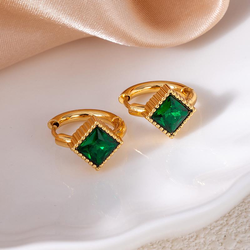 Высококачественные серьги-звезды из нержавеющей стали с винтажными изумрудами и цирконами