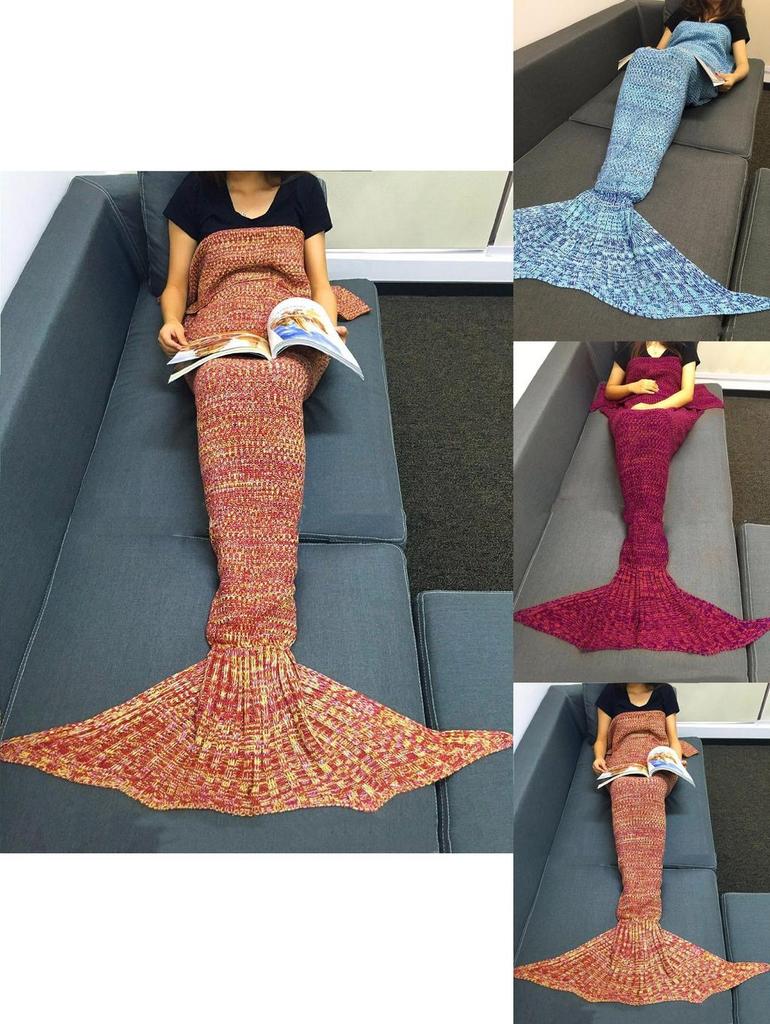 Вязаный плед «Хвост русалки» из легкого акрила для подарка и для релаксации