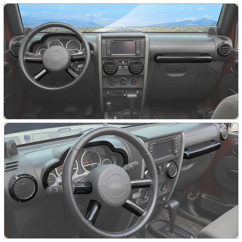 Центральное управление приборной панелью, украшение на руль, интерьерный комплект, подходит для Jeep Wrangler JK 2007-2010, автомобильные аксессуары