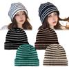 Cuffed Rollup Japanese Beanie Hat Striped Knit Hat Fashion Skull Cap  Unisex