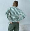 Женская летняя полосатая футболка с длинным рукавом и круглым вырезом Повседневный топ