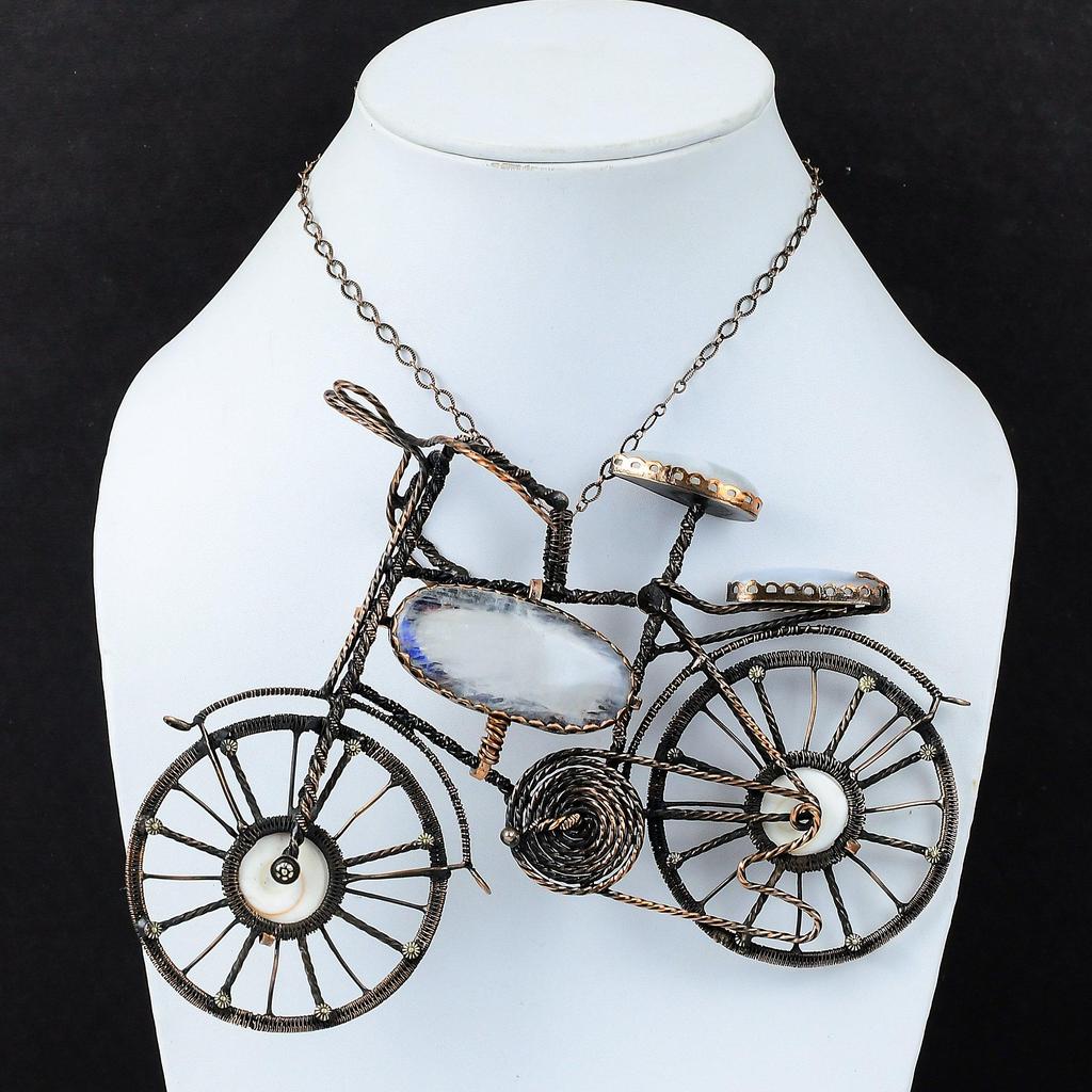 Подвеска Rainbow Moonstone, медная проволочная обертка, подвеска Shiva Eye Shell Gemstone, подвеска Cycle, медные украшения, уникальная подвеска для подарка