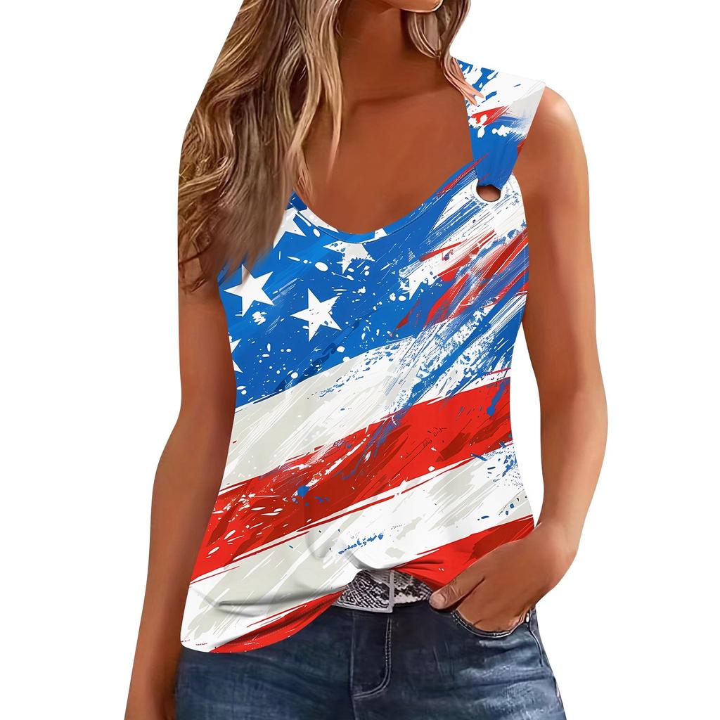 Womens Tank Top V Neck Basic Printed Casual Flowy Summer Sleeveless Deep Side Cut Tops For Women