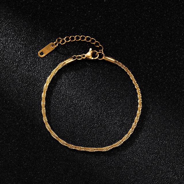 Temperament Light Luxury Gold Color Charm Bracelets for Women Elegant Sexy Stainless Steel Female Bracelet Jewelry