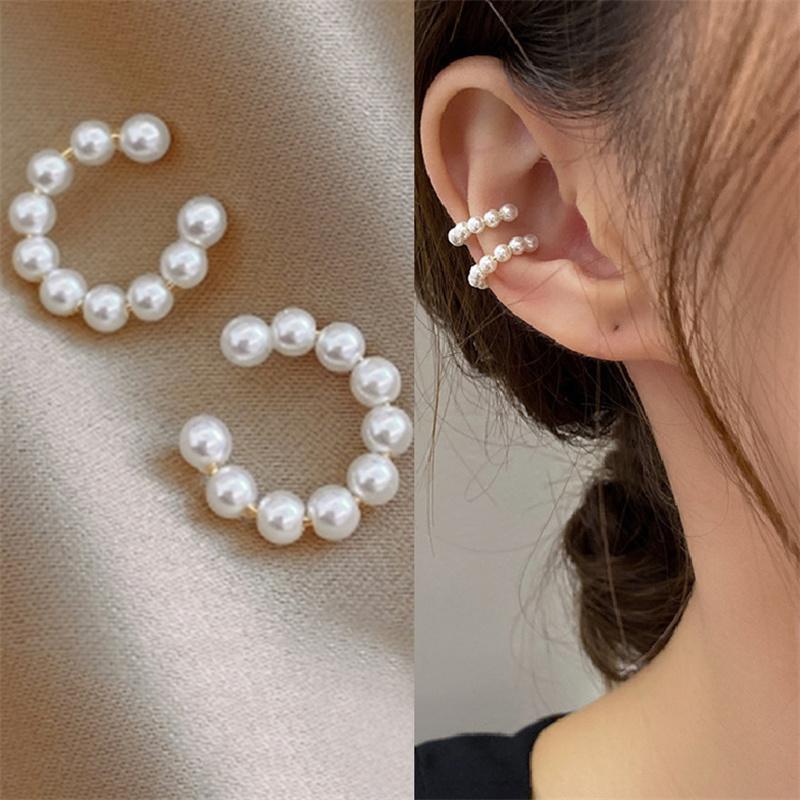 Pearl Ear Cuff Clip Earrings Non-Piercing Bone C-Shaped Ear Ring Without Puncture Minimalist Earrings For Women Jewelry