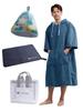 Outdoor Sauna Preparation Set Gift Set with Poncho Scandinavian [co-que] 4-piece (poncho Blue/hat Pattern/mat Gray)