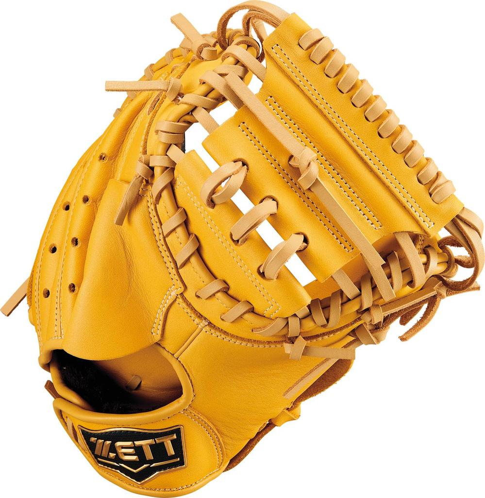 ZETT Ground Hero Youth Baseball Softball Mitt for True Yellow x Pastel Brown BJCB76522F Catcher's Left-Handed Throwers, (5432)