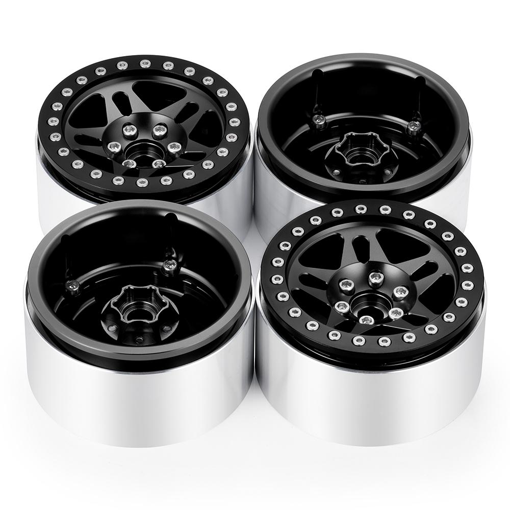 YEAHRUN 4pcs Aluminum Alloy Beadlock 2.2 inch Wheel Rims Hubs for Axial SCX10 Wraith TRX-4 1/10 RC Crawler Car Upgrade Part