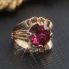 Fashion Yellow Gold Color Filled Red Glass Filled Ring For Women Luxury Bridal Engagement Wedding Rings Jewelry Gift