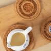 Круглый плетеный подстаканник из ротанга, бохо, фермерский, нескользящий плетеный подстаканник для стола в помещении