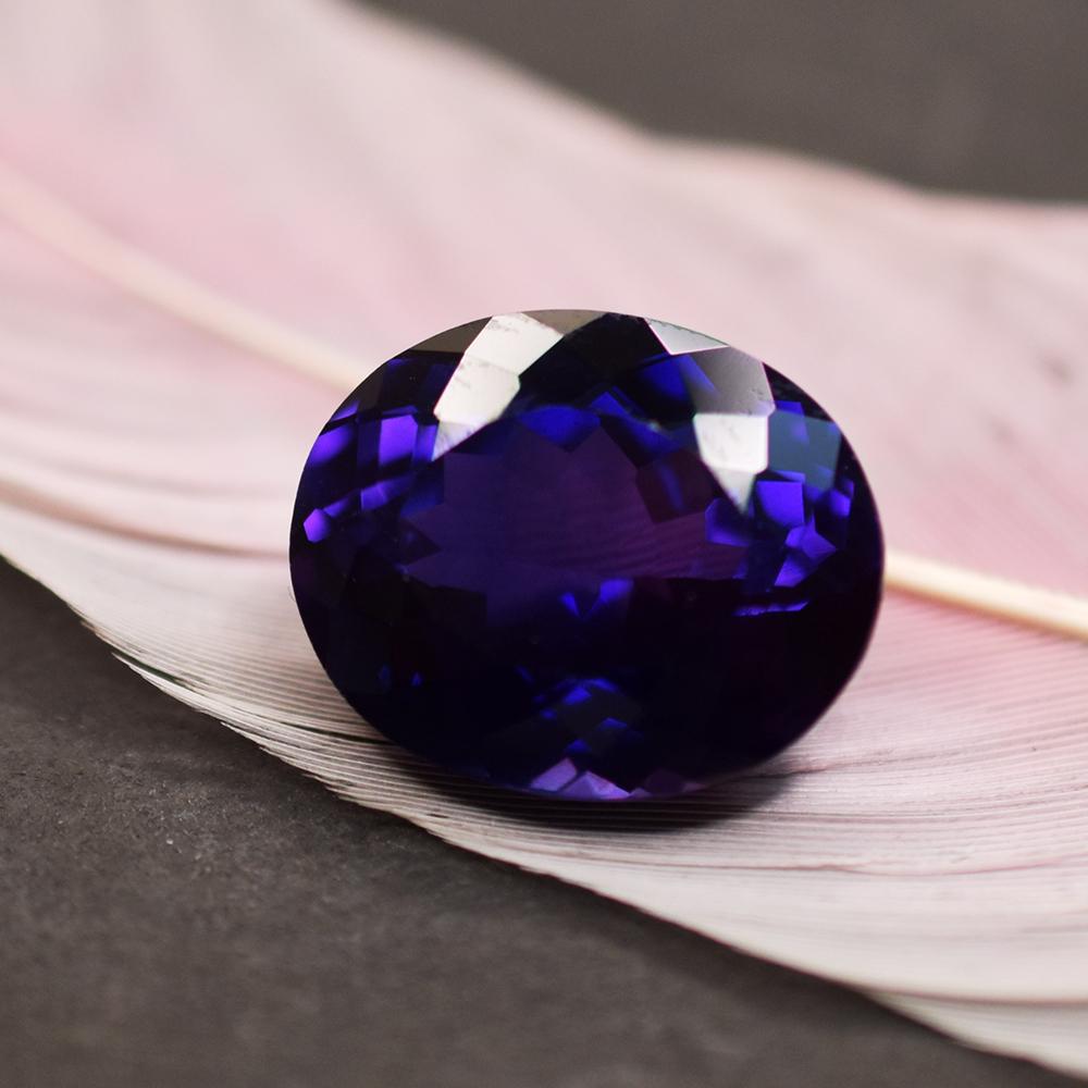 Natural Purple Sapphire Loose Gemstone -Blue Oval 13.15 ct Heated September Birthday Birthstone