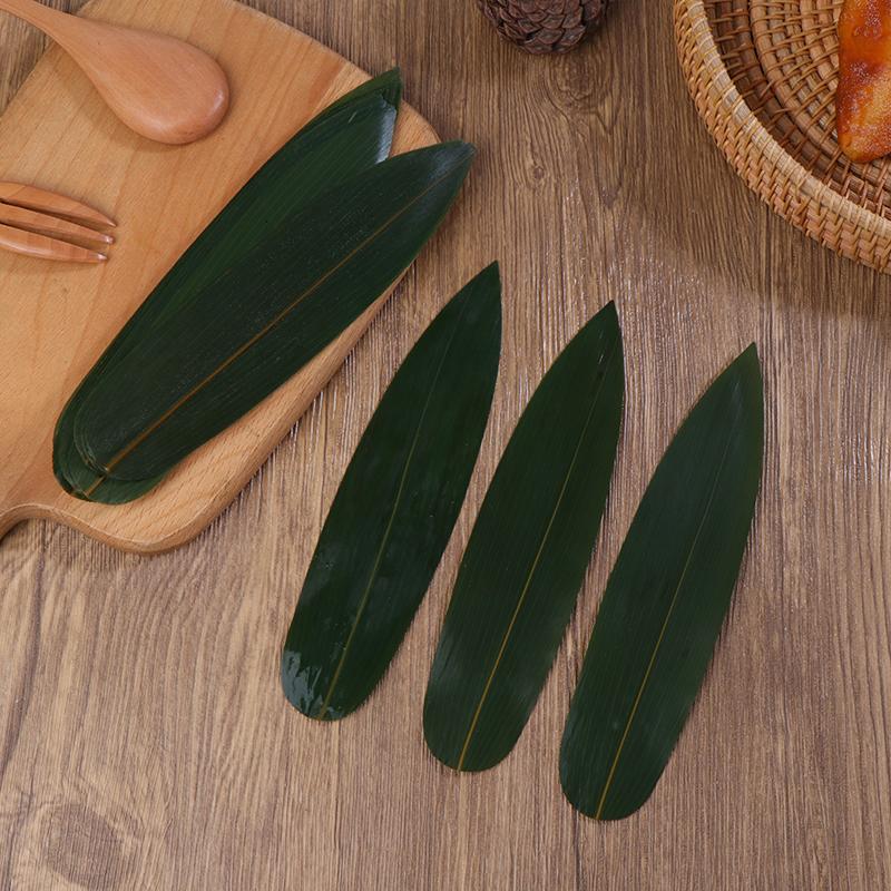 100Pcs Sushi Bamboo Leaves Sashimi Dish Leaf Ornament Home Decor Serving Disposable Plates Artificial Fake Grass