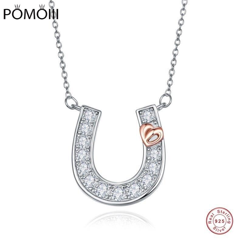 Новое женское ожерелье в форме подковы из белого золота с украшением в виде сердца и узлом из стерлингового серебра 925 пробы