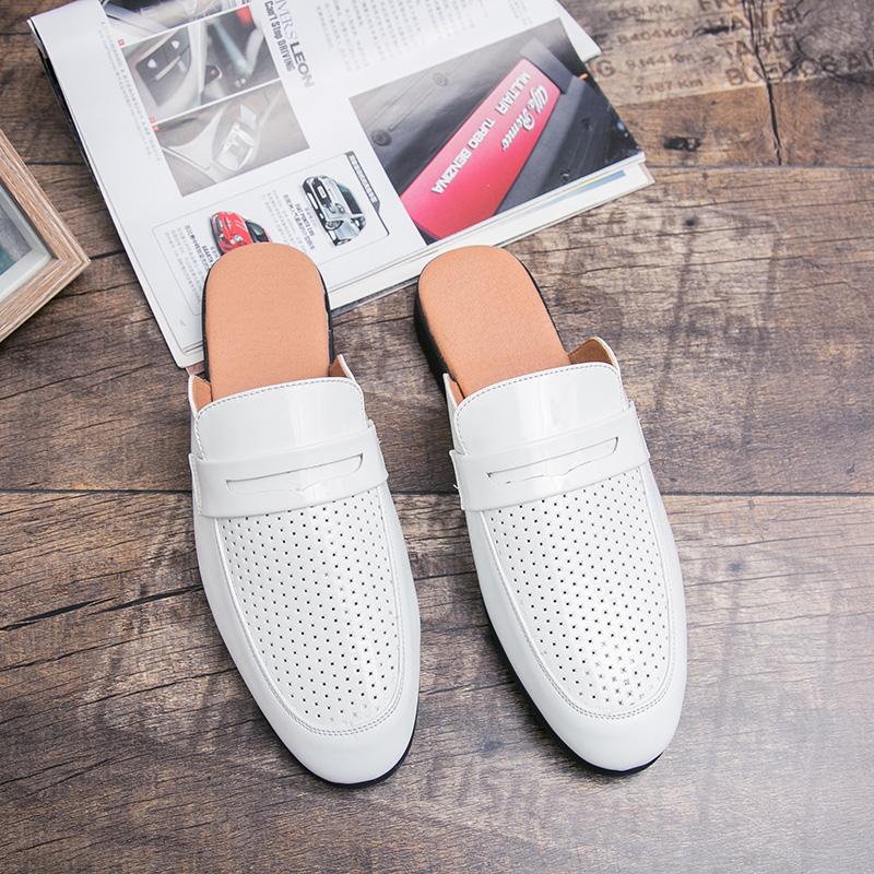 Fashion Men Summer Casual Shoes Handmade Muller Shoes Mens Comfortable Half Drag Sneakers Classic Breathable Mens Half Slippers Loafers