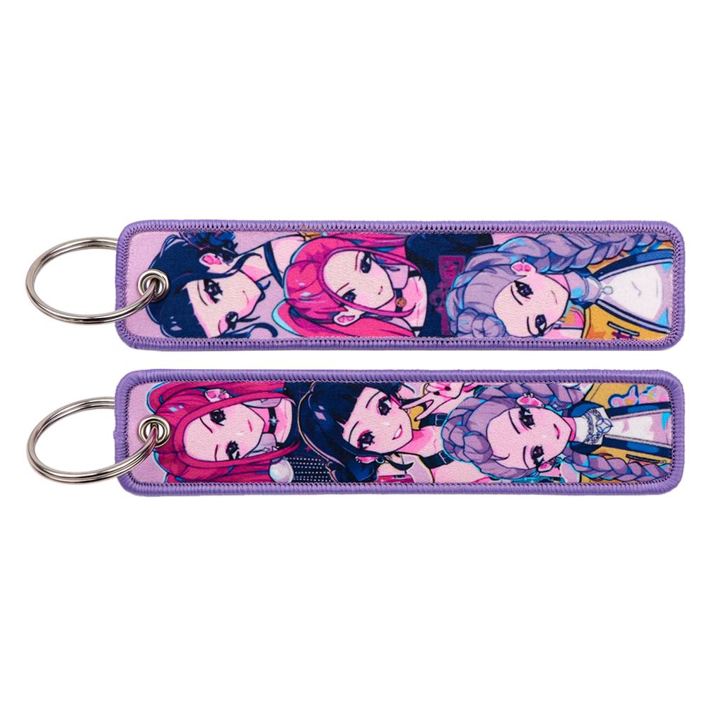 Cool Anime Girls Printing Key Chain for Motorcycles and Cars Key Fobs Holder Key Tag Key Ring Backpack Accessories