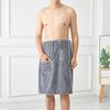 Men Bath Towel Absorbent Quick Dry Bath Wrap Towel with Secure Buckle And Pocket for Gym Spa Sauna Shower