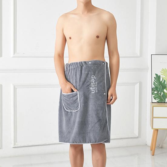 Men Bath Towel Absorbent Quick Dry Bath Wrap Towel with Secure Buckle And Pocket for Gym Spa Sauna Shower