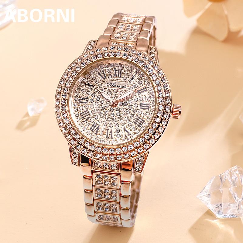 ABORNI Watch Женские роскошные часы со звездами и бриллиантами на стальном ремешке Водонепроницаемые темпераментные женские часы