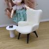 1 Piece 1/12 Dollhouse Mini Plush Sofa Chair Side Table Furniture Model Decor Simulation Single Person Sofa