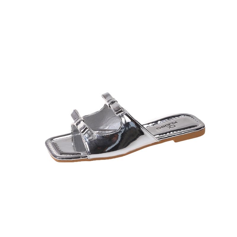 Плоские тапочки женские сандалии с квадратным носком пляжная обувь летние тапочки с открытым носком 2024 роскошные дизайнерские сандалии с открытой пяткой