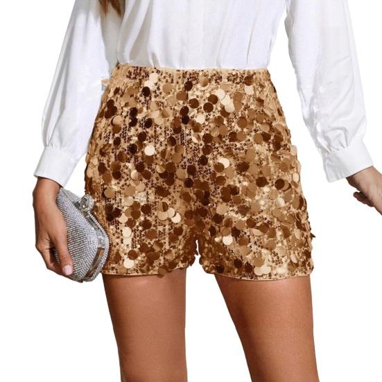 Шорты с пайетками Yousheng для женщин, эластичная талии, прямые штанины, блестящие мини-шорты для вечеринок, высокая талия, блестящие наряды для ночного клуба