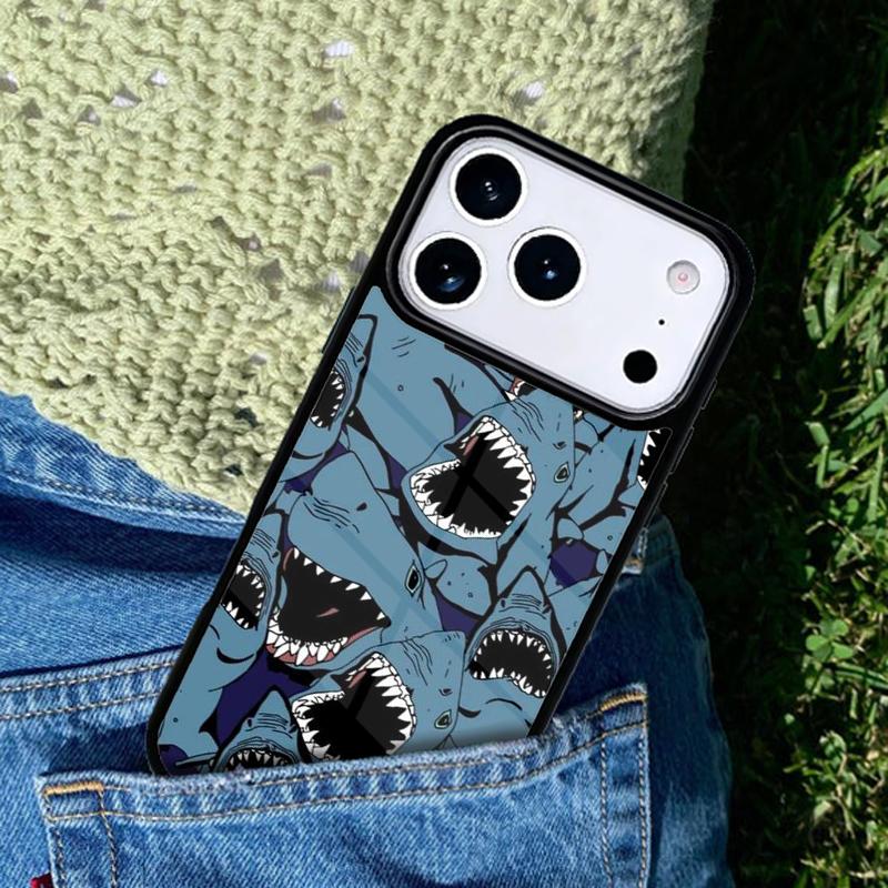Мультяшный Чехол-Крышка с Акулой для IPhone 11 12 13 14 15 16e 17 Pro Max Чехол для IPhone 17 Air