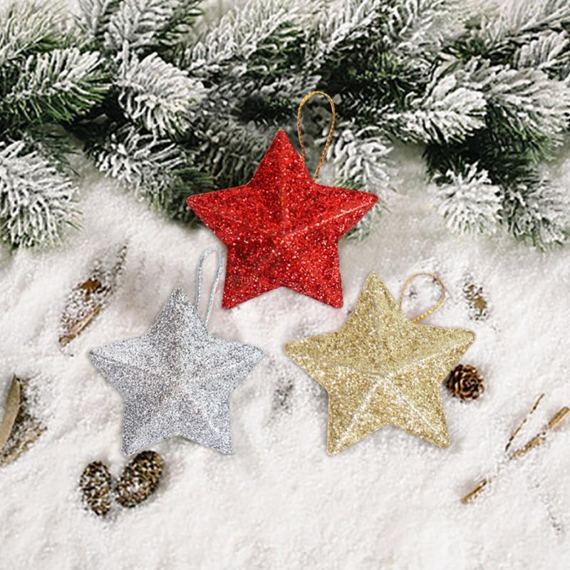 6pcs Star Hanging Ornament Christmas Tree Pentagram Pendant
