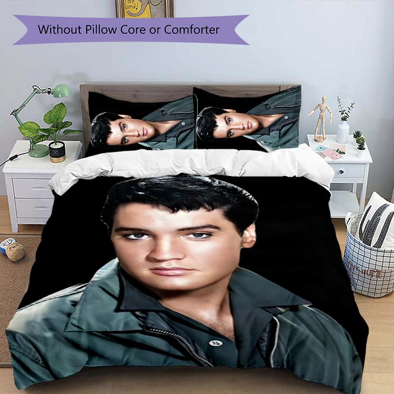 Elvis 3pcs Bedding Set Duvet Cover Closure Includes 1 Duvet Cover & 2 Pillowcases for All Seasons Bedroom Home Dorm Decor